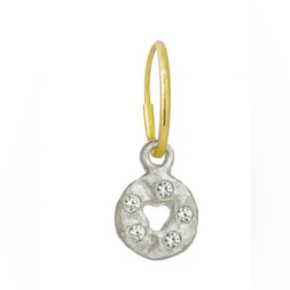 Lee Brevard Mini Money with stones Elegant Silver and gold hoop earring charm